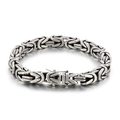 Pulsera bizantina de acero inoxidable plateado vintage para hombre con cierre de caja - Plata Antigua (KB170268-KJX)