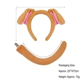 Brown dog plush ears headband and tail set for kids costumes, 2-piece set with long tail - Khaki / 2-Piece Set
