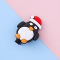 Barrette de Noël pingouin avec chapeau de Père Noël rouge en PVC souple pour enfants - Manchot