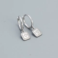 Créoles en argent sterling 925 avec pendentif en forme d'étoile carrée argentée - Argent 925 / Platine (Zircon Blanc)
