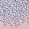 White acrylic round beads with black star patterns for kids DIY jewelry making - 4x7mm White With Black Star (100pcs)