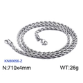 Silver stainless steel twisted rope chain necklace with lobster clasp 710x4mm - 4mm-71cm(KN80656-Z)