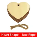 Set of 10 DIY heart-shaped natural wood slices with jute twine for Christmas decor - Heart / 10 Pieces With Jute Rope