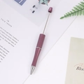 DIY purple beaded metal ballpoint pen with matte finish and threaded rod for jewelry beads - Deep purple