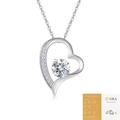 S925 sterling silver heart necklace with round moissanite pendant and GRA certificate - P15682 Multi-Stone Heart 1ct Moissanite With GRA Cert