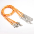 1.5mm bright orange waxed cord necklace string with silver lobster clasp and extender chain - 1.5mm*45cm / Orange