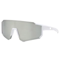 White frame outdoor sports sunglasses with silver mirrored lens for cycling and running - Matte White/Silver Mirror