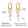 Detailspezifikationen für Perlen-Ohrringe mit Angaben zu Größe und Edelstahl-Material - Quaste Creolen (YYE025410-G) / Gold