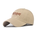 Beige cotton baseball cap featuring brown 1993 Dartmouth embroidery in a 45-degree side view - M (56-58cm) / Khaki