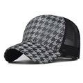 Cappellino trucker classico con motivo pied-de-poule e rete nera traspirante sul retro - M (56-58cm) / Pied-de-poule Grigio