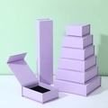 Lavender magnetic flip jewelry gift boxes with black velvet lining in various sizes - Purple