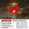 Christmas bow static glass sticker set with pine branches in five available sizes - Christmas Red Bow (P-SD340) / Small