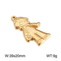 Golden punk rock girl charm pendant made of stainless steel measuring 39x20mm - 39x20mm / Gold Color (KLJ2416-Z)