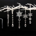 Set of 18 clear acrylic Christmas tree ornaments with snowflakes and icicles - Set B-18pcs Snowflake Beads Set