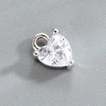 Silver heart pendant with transparent cubic zirconia for DIY jewelry making - Heart Clear Zircon (Accessory 038-1#)