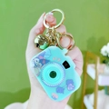 Mini light blue camera-shaped keychain game machine with cartoon sticker and gold bell - Projector Camera - Green