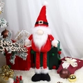 Standing Christmas gnome doll with tall red hat and extendable legs for home decor - Santa Gnome Retractable Doll