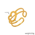 Double-layered gold open ring featuring heart element and beaded texture design - Heart Grain Multi-layer Style (Y098)