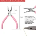 Pink handle DIY needle nose pliers without teeth for delicate jewelry bead crafting - Pink Handle Needle Nose Pliers (Smooth)