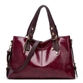Wine red leather women shoulder bag, large capacity tote crossbody bag for daily commute. - Burgundy