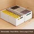 2-pack expandable white cabinet drawers for pantry organization, adjustable 28-48cm length - Extra Large/2 Pack / Elegant White