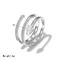 Silberner Schlangenring in Wickeloptik mit 12mm Breite und funkelnden Zirkonia-Steinen - US 6 / Weißgold - Weißer Zirkon