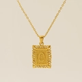 Square 18K gold plated titanium necklace featuring a retro hollow letter pendant - Letter O