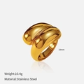 Polished gold double dome wavy ring in stainless steel with a chunky vintage design - Double Dome Wave Style (YHTSR-2501160)