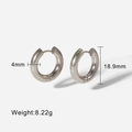 Polished silver 4mm thick stainless steel hoop earrings measuring 18.9mm in diameter - 4x12mm / Silver
