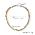 Tweekleurige gouden en zilveren kralenarmband van roestvrij staal met verlengketting - Goud Zilver Tweekleurige Kralen Ketting