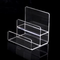 3-tier clear acrylic display stand for wallets and phones on black reflective background - 2-Tier / Clear