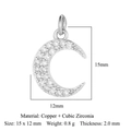Pendentif croissant de lune argenté en cuivre et zircone avec serti micro-pavé - Lune / Argenté