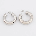 Orecchini a cerchio spessi classici 28mm in argento lucido per un look moderno - Oro Bianco