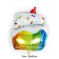 Detail view of large rainbow cake foil balloon for birthday party decorations 56x80cm - Large Rainbow Candle Cake