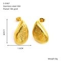 Detailed specs for 18k gold plated stainless steel hammer textured drop earrings - Shell Texture (S-E487)