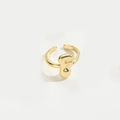 Minimalist adjustable golden ring featuring a polished 3D alphabet letter F design - Gold Letter F