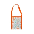 Orange kids mesh beach bag with colorful cartoon dinosaur prints and adjustable strap - Orange Dinosaur