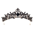 Elegante corona da sposa in bronzo con cristalli grigio scuro e gemme nere su bianco - Tipo A-Bronzo Cristallo Nero