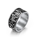 Silver Celtic Knot men's stainless steel ring with oxidized finish and inner brushed texture - Size 7 / Steel
