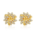 Elegant 18K gold-plated brass stud earrings with a snowflake-inspired spiral design - Gold Twisted Flower