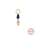 Ohrring-Anhänger aus 925er Sterlingsilber mit blauem Edelstein in Birnenform und Gold - Gold Blau Weißes Zirkon Set (#29)