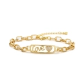Bracciale hip hop oro con incisione Love e cuore in zircone su catena a maglie - Lettera Love Cuore