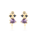 Elegant 18k gold plated heart-shaped purple zircon earrings with blue accent stones - E2545 Gold (As Shown)