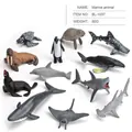 Set of 12 miniature marine animal models including shark and penguin in PVC plastic - 12Pcs Marine Animals Set