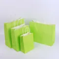 Lime green kraft paper shopping bags with white handles in four various sizes - Bright Green; 15*8*21 (small Vertical)