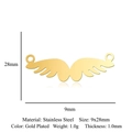 Golden stainless steel angel wing jewelry connector 9x28mm for bracelet making - Gold Wings-Large (5Pcs/Pack)