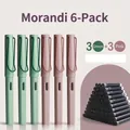 Coffret de 6 stylos plume Morandi rose et vert avec 50 cartouches d'encre incluses - Set de 6 Morandi 3 Vert 3 Rose