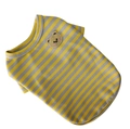 Striped dog polo shirt in yellow and grey with a cute bear embroidery patch - Yellow Striped T-shirt