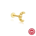 Curved golden S925 sterling silver cartilage stud earring with textured surface - Gold #6 (C-Shape Texture)