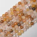 Perles rondes en quartz hématonide rouge naturel avec inclusions en forme d'aiguille - Quartz Hématonïde Jaune Naturel